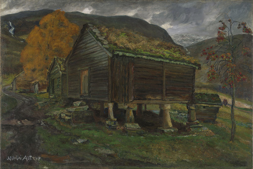 Nikolai Astrup: Stabbur i Jølster (malt før 1905). Foto: Nasjonalmuseet