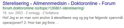 eksempel i Google på feilskriving: sterelisering